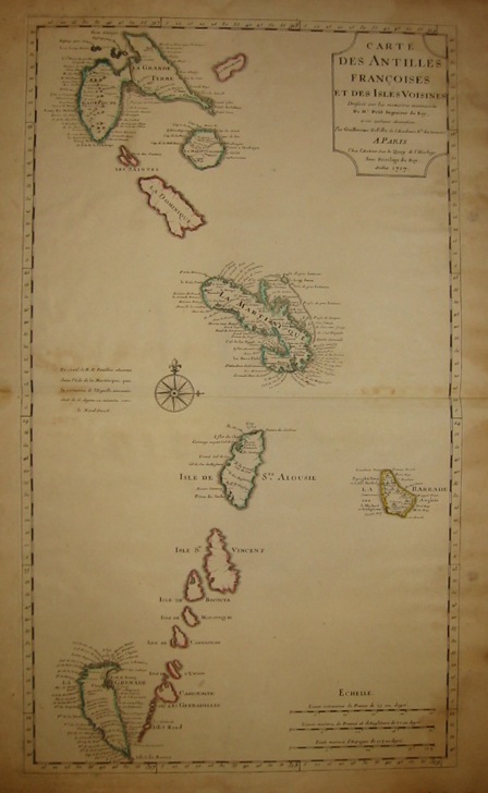 De l'Isle Guillaume (1675-1726) Carte des Antilles françoises et des Isles voisines 1720 ca. Parigi 